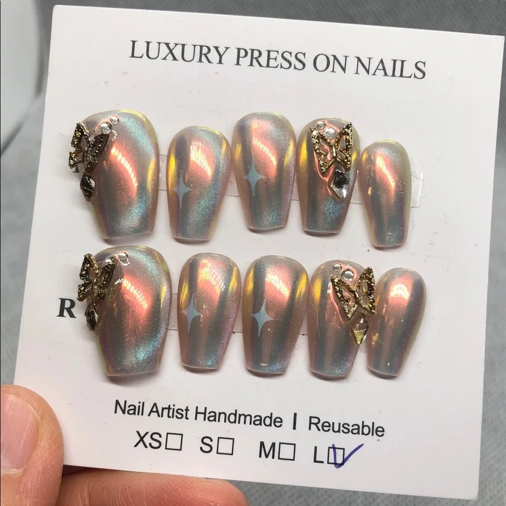 Size L custom made press on nails